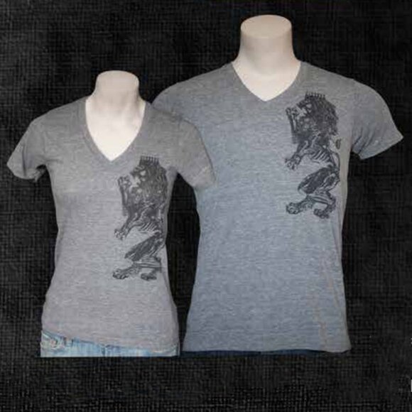 Royal Lion V-neck T-Shirt - Grey - by Devils May Care - Unisex - Picture 3 of 5